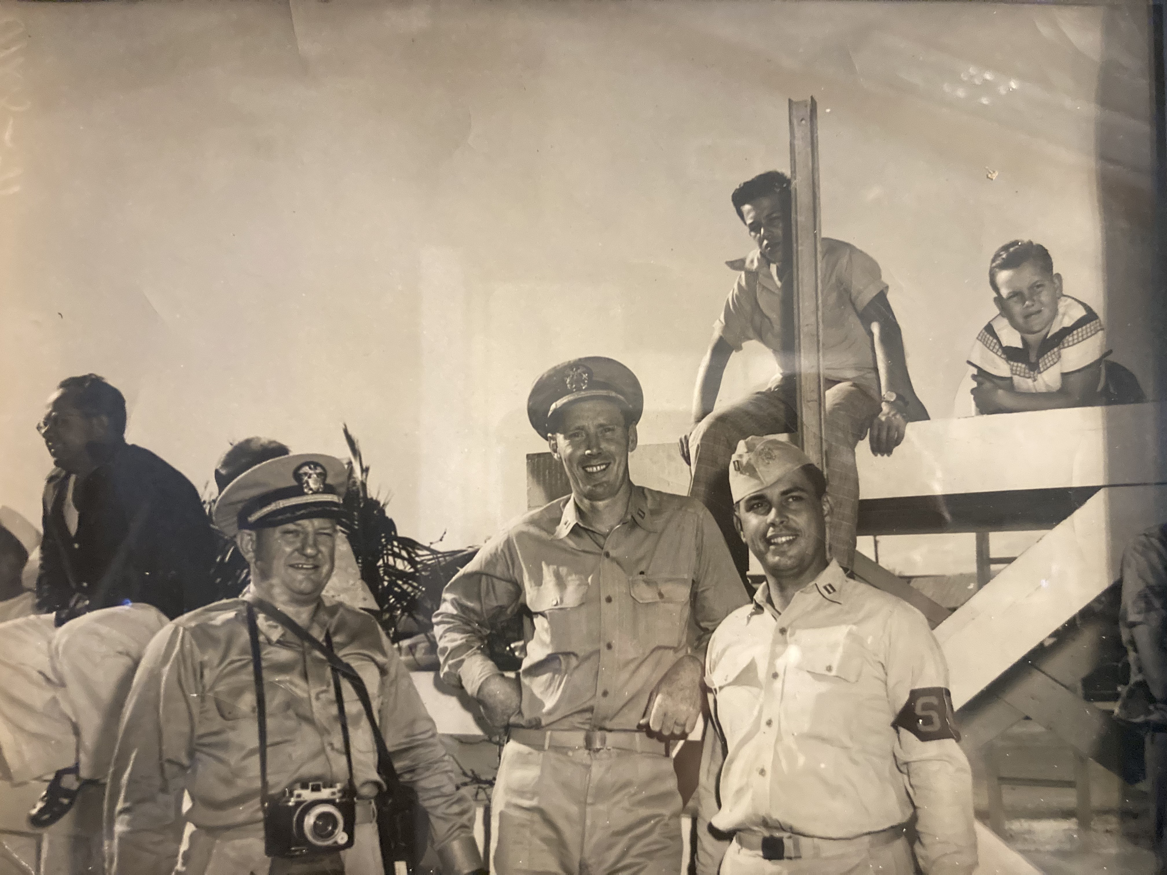 Arthur J. Feher with fellow officers at a base event