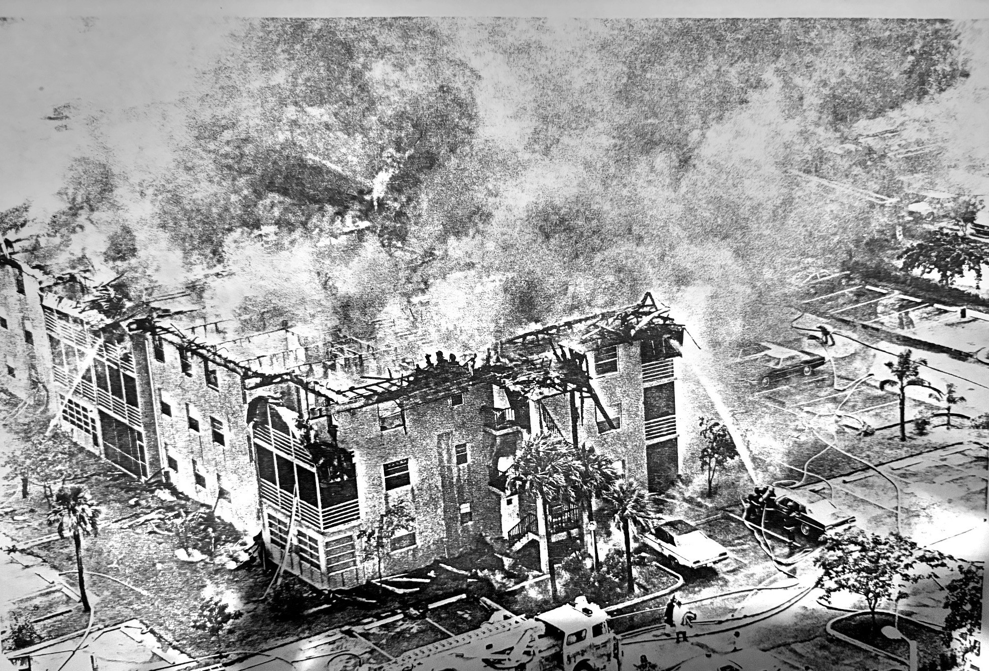 Bird's eye view — Sabal Palm Village Fire, Broward County, FL, August 1977