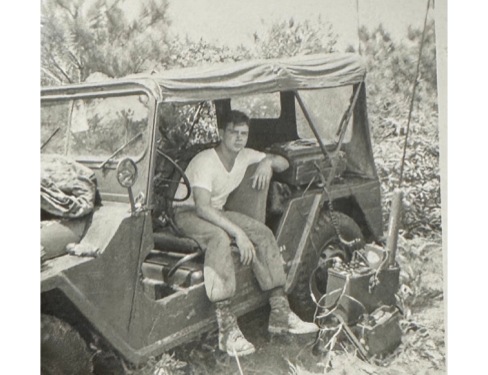 Patrick D. Feher in military vehicle — Okinawa, Japan
